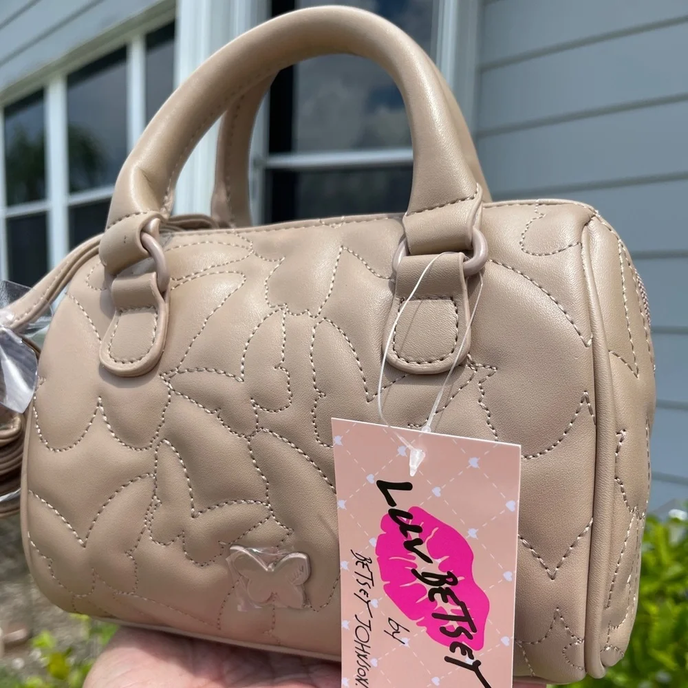 LUV BETSEY By BETSEY Harley Mini Barrel Crossbody In Taupe - Picture 9 of 14